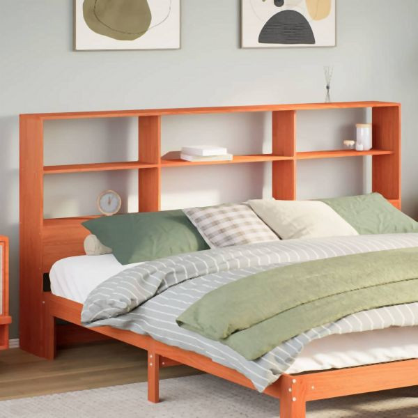 vidaXL Kopfteil mit Stauraum Wachsbraun 180 cm Massivholz Kiefer, 855653