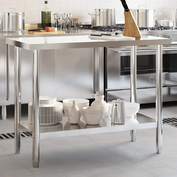 vidaXL Küchen-Arbeitstisch 110x55x85 cm Edelstahl, 376455
