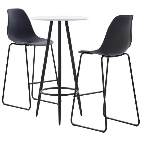 vidaXL 3-tlg. Bar-Set Kunststoff Schwarz, Schwarz, 279760