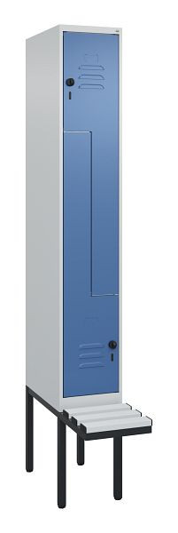 C+P Z-Spind Classic PLUS, Bank, 2 Abteile, 2120x300x815mm, 7035/5023, Drehriegel, 0800437-102 S10035