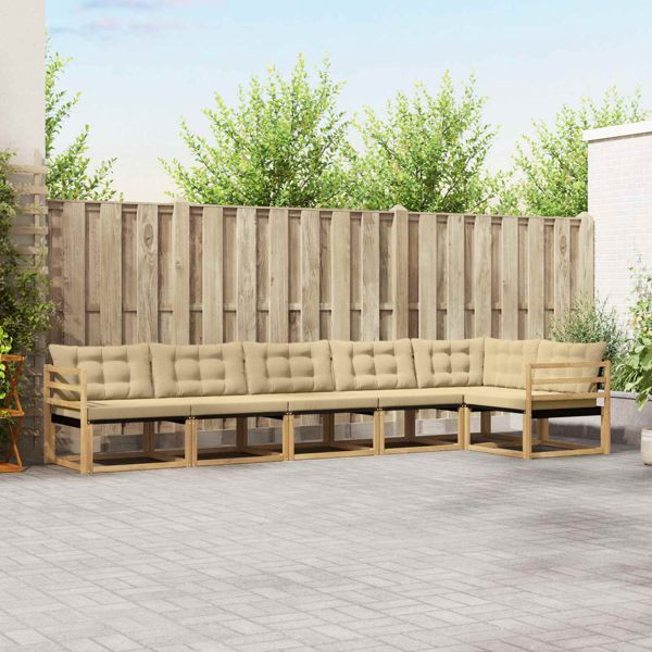 vidaXL Outdoor-Sofagarnitur mit Kissen 6-teilig Weiß und Beige, 3388723
