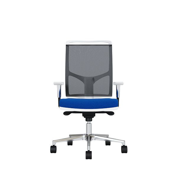 Bisley Bürodrehstuhl Zed, Weißes Kunststoff, Höhenverstellbare Armlehnen, Fußkreuz und Armlehnen aus Aluminium, NE0331 königsblau, ZEDALLWNE0331