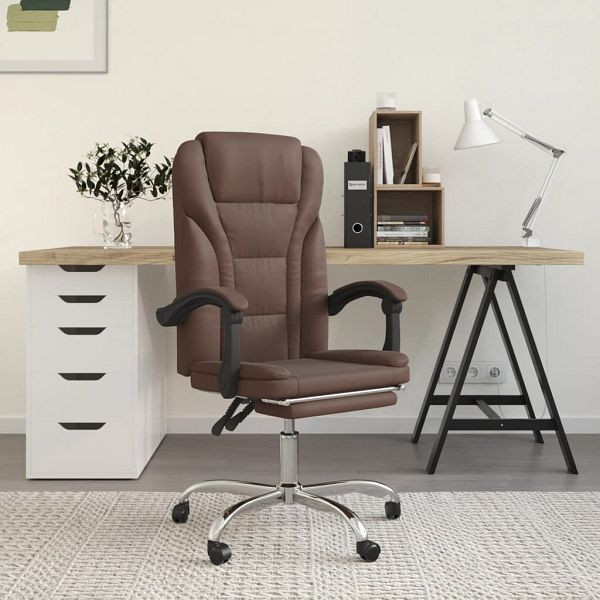 vidaXL Bürostuhl mit Liegefunktion Braun Kunstleder, 349698