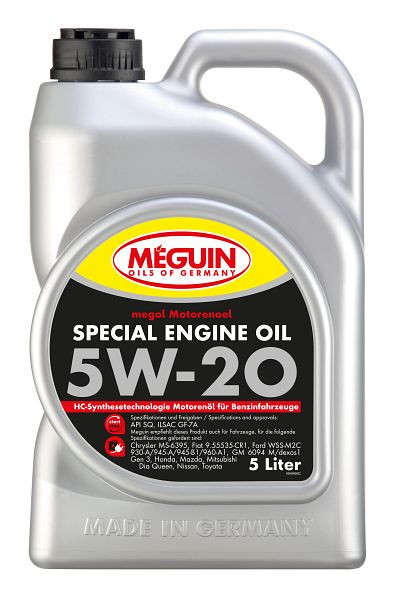 Meguin Motorenöl megol Special Engine Oil SAE 5W-20, Kanister Kunststoff, VE: 5 Liter, 9499
