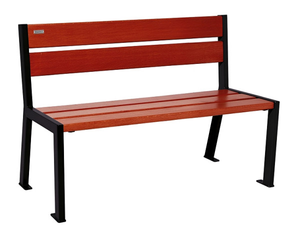 Procity Sitzbank Silaos 5 Holzlatten, 1200 mm, Ohne Armlehne, Holz & Stahl, Mahagoni/RAL 9005, 209501.9005.ACAJ