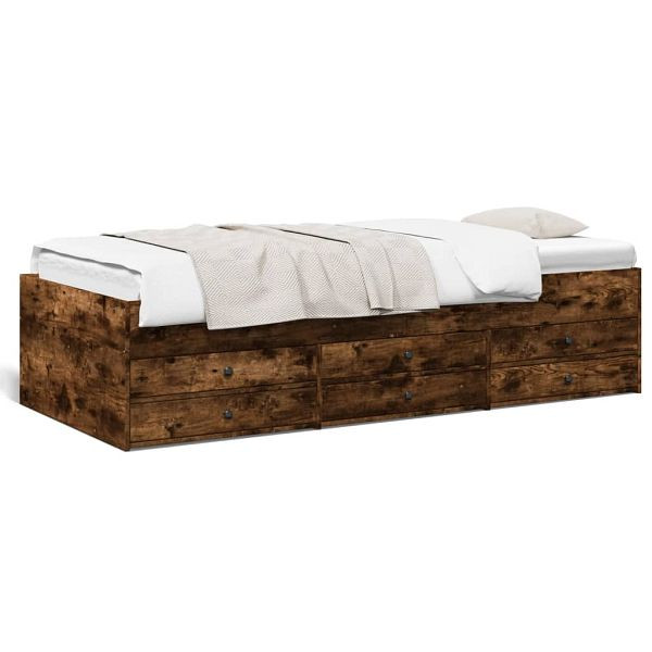 vidaXL Tagesbett mit Schubladen Räuchereiche 100x200 cm Holzwerkstoff, 3280871