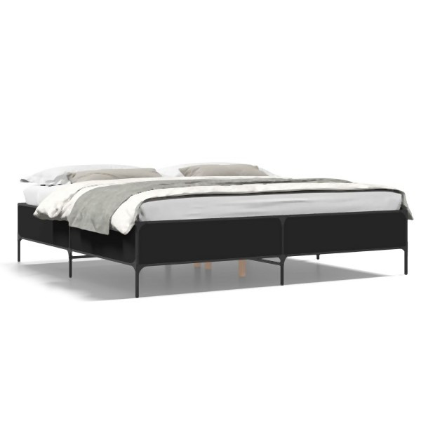 vidaXL Bettgestell Schwarz 200x200 cm Holzwerkstoff und Metall, 3279777
