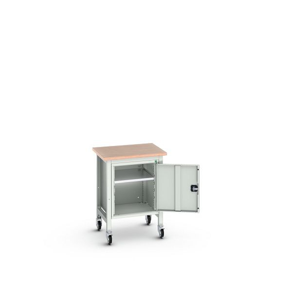 bott verso mobile Werkbank (Multiplex-Platte) mit 1 Unterbauschrank, BxTxH: 700 x 600 x 930 mm, Lichtgrau / Lichtgrau, 16922202.16