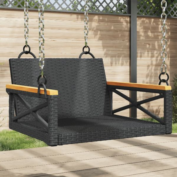 vidaXL Hängesessel Schwarz 63x62x40 cm Poly Rattan, 368170