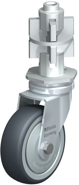Blickle LRA-TPA 75K-FK-E07 Apparate-Lenkrolle mit Expander, Thermoplastisches Gummi-Elastomer, Grau, 665158