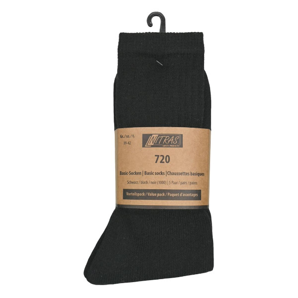 NITRAS Basic- Socken, Baumwolle/ Polyester/ Elasthan, Größe: 46, Farbe: schwarz, VE: 160 Paar, 720-1000-46