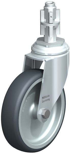 Blickle LKRA-TPA 126G-11-E14 Apparate-Lenkrolle mit Expander, Thermoplastisches Gummi-Elastomer, Grau, 678276
