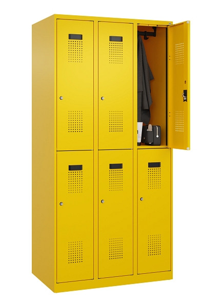 C+P Doppelstöckiger Spind Evolo PLUS, 6 Fächer, 1850x900x500mm, 1023/1023, Zylinderschloss, 049300-30 S10049