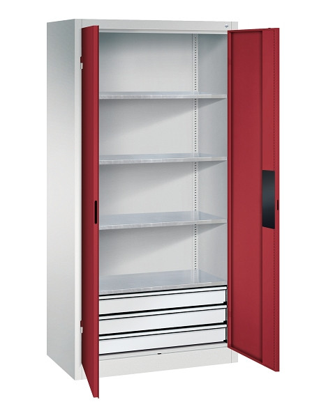 C+P Werkzeugschrank Acurado, H1950xB930xT500mm, 7035/3003, 3 Einlegeböden, Traglast 110 kg, 8921-523 S10202