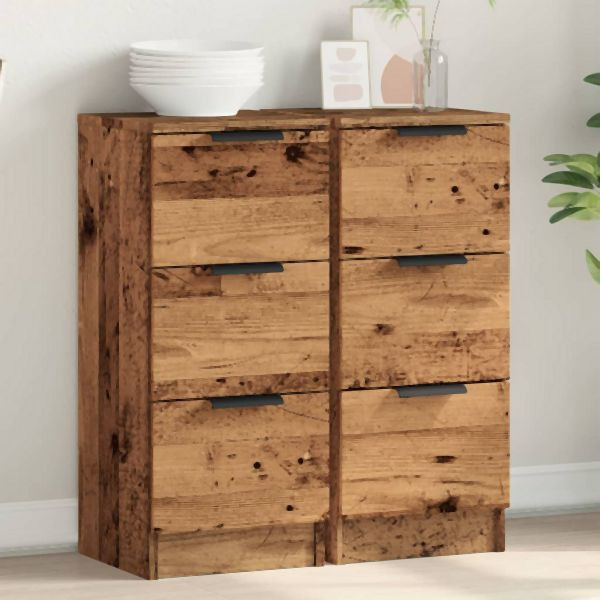 vidaXL Sideboards 2 Stk. Altholz-Optik 30x30x70 cm Holzwerkstoff, 856956