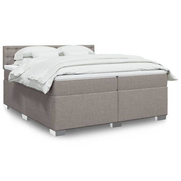 vidaXL Boxspringbett mit Matratze Taupe 200x200 cm Stoff, 3286013