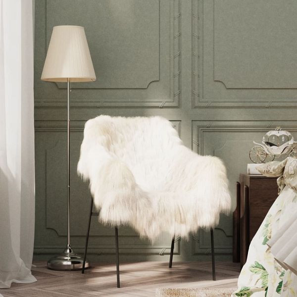 vidaXL Sitzauflage aus Isländischem Schafspelz Creme 70x110 cm, 335853