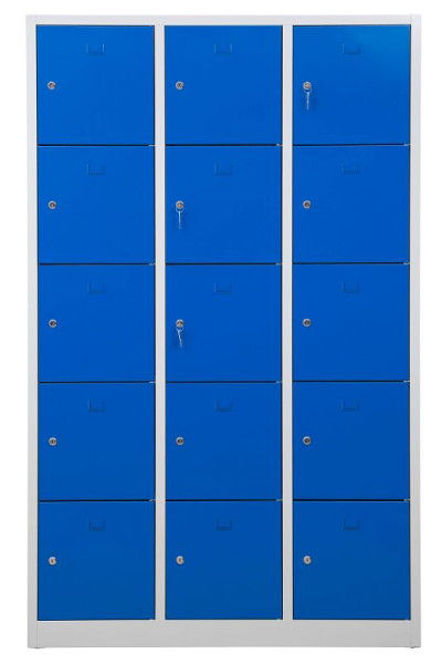 Gürkan Schließfächer, 45 x 119 x 190 cm, Lichtgrau, Enzianblau, EU Zylinderschloss, SHC.15, 106976