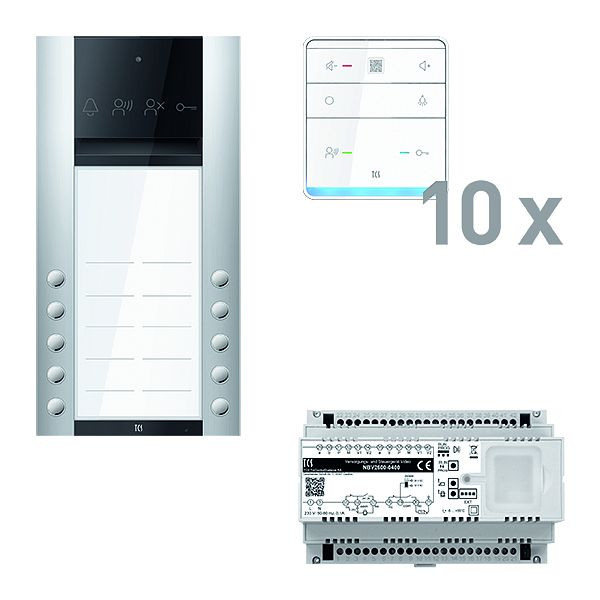TCS Türkontrollsystem audio: pack PRO 10WE Außenstation ASA 10T AP 10x Freisprecher ISW6010 Steuergerät, PAAF102/007