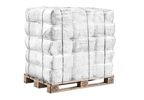 DENIOS Putzlappen Frottee weiß, 1 Palette, 30 Presswürfel à 10 kg, 285748