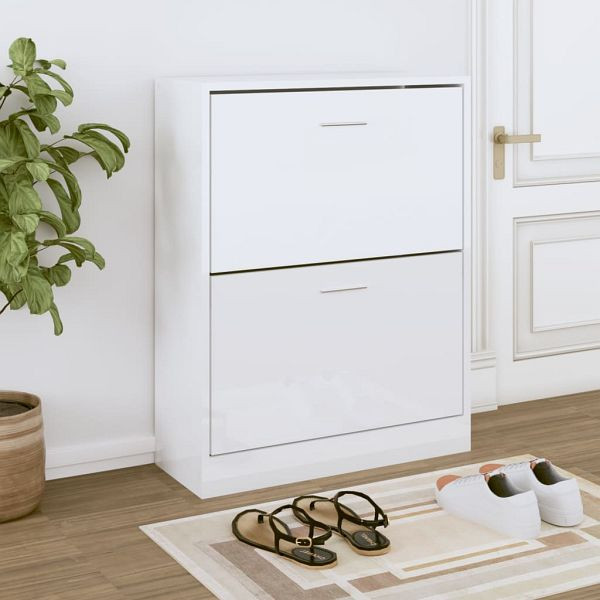 vidaXL Schuhschrank Hochglanz-Weiß 63x24x81 cm Holzwerkstoff, 342560