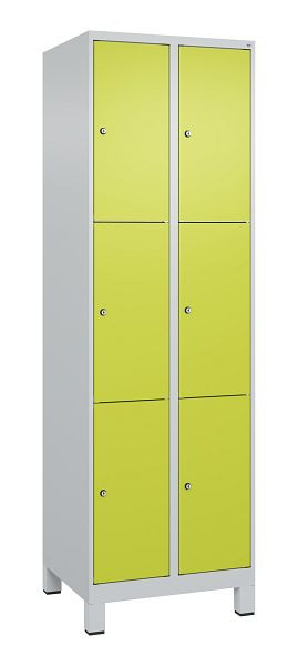 C+P Schließfachschrank Classic PLUS, Füße, 2 Abteile mit je 3 Fächern, 1950x600x500mm, 7035/0024, 080010-203 S10008