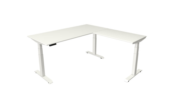Kerkmann Steh-/Sitztisch Move 4 neu 180 x 80 cm mit Anbau 100 x 60 cm Gestell weiß, Tischplatte weiß, 10093110