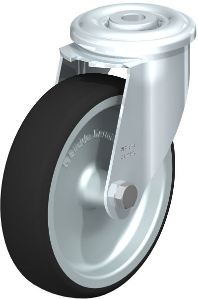 Blickle LER-PATH 125G Stahlblech-Lenkrolle mit Rückenloch, Thermoplastisches Polyurethan, Grau, 847003