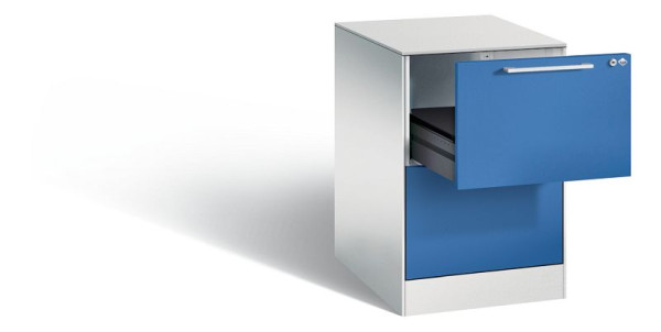 C+P Karteischrank Asisto, H710xB440xT600mm, Farbe: Lichtgrau / Enzianblau, Bügelgriff, 146275-221 S10023