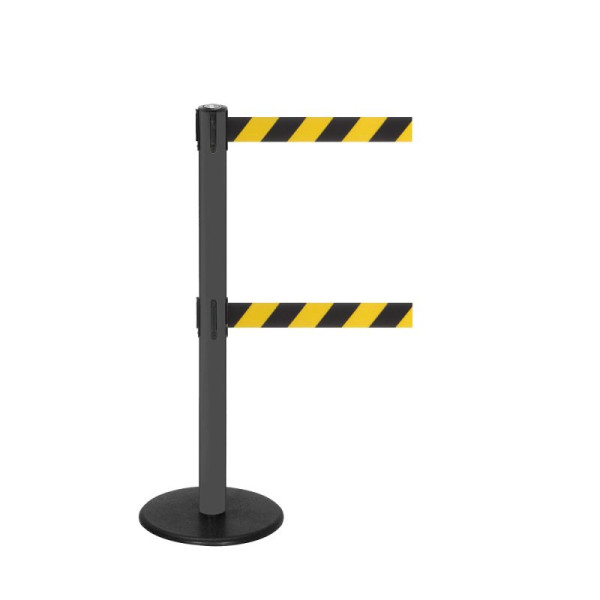 Stein HGS Personenleitsystem -P-Line Duo-, anthrazit, schwarz/gelb diagonal (schraffiert), mit magnetischem Gurtendstück, Gurtlänge: 2 x 4 m, 36403-0604