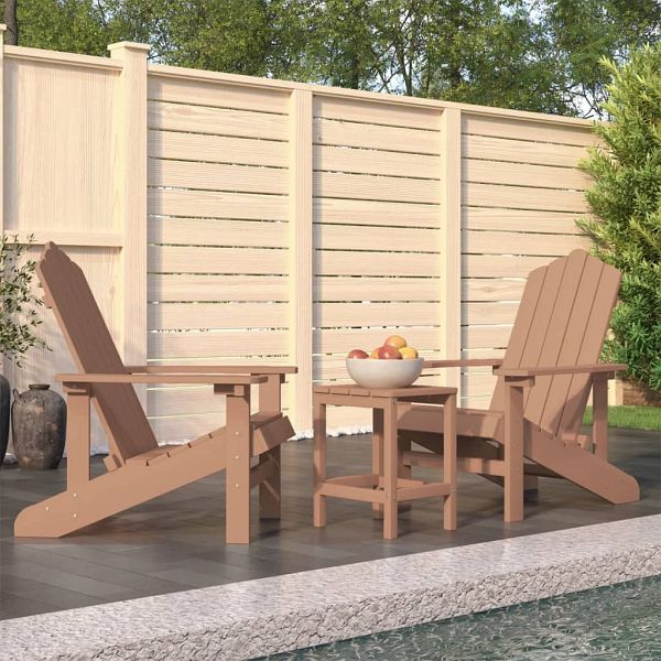 vidaXL Adirondack-Gartenstühle mit Tisch HDPE Braun, 3095706