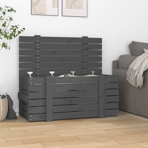 vidaXL Truhe Grau 91x40,5x42 cm Massivholz Kiefer, 825000