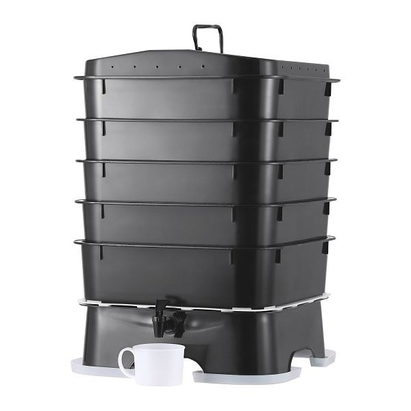 VEVOR Schnellkomposter 18-50L 400x400x650mm HDPE-Kunststoff Inkl. 5 Schalen & ein Auffangbehälter Reduzierung des Hausmülls, RCSDFX540SPPP2DPAV0