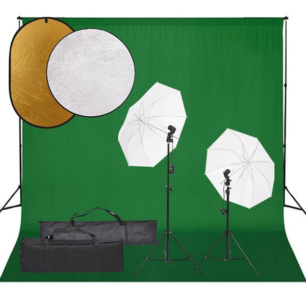 vidaXL Fotostudio-Set mit Beleuchtung, Hintergrund und Reflektor, 3094657