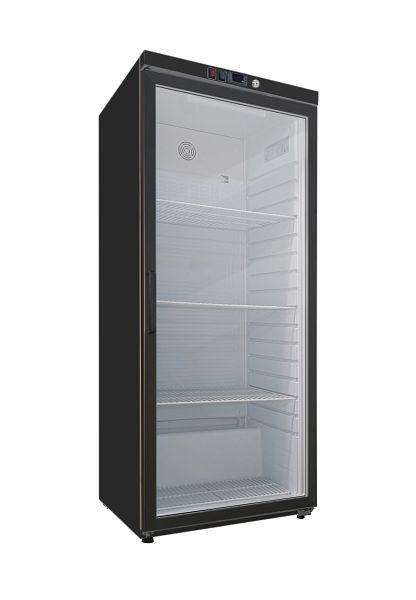 Gastro-Inox Kühlschränk aus schwarzem Stahl mit Glastür 600 Liter, statisch gekühlt mit Ventilator, 204.204