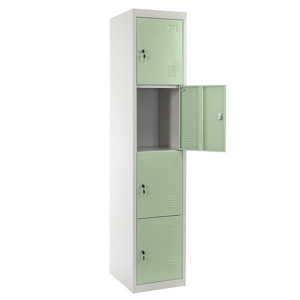 Mendler Schließfach Boston T163, Schließfachschrank Wertfachschrank Spind, Metall 180x38x45cm, grün, 43331