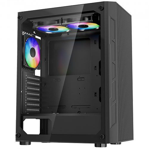 VEVOR Mid-Tower Gaming-Gehäuse, Glas, 3x 120mm ARGB-Lüfter, für GPUs bis 320mm, ATX/M-ATX/ITX, Staubfilter, DNJXZT120MMACLSZZ001V9