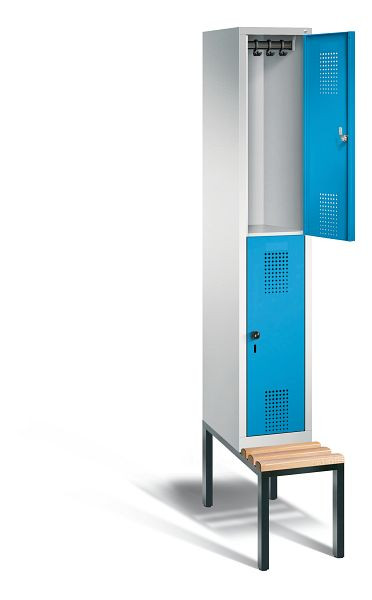C+P Spind doppelstöckig Evolo, H2090xB320xT815mm, Farbe: Lichtgrau / Lichtblau, 48350-10 S10017