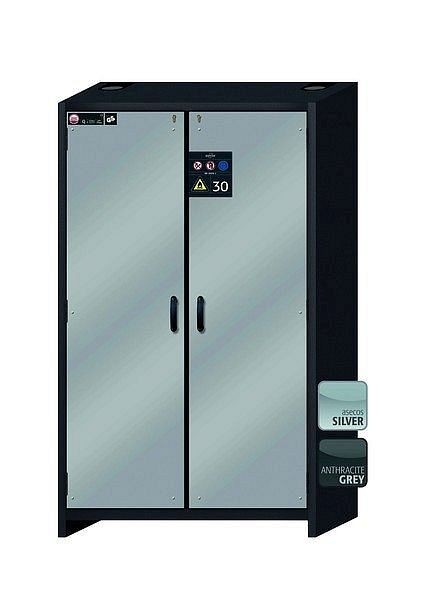 asecos Sicherheitsschrank Q-CLASSIC-30, Q30.195.116 in Silber mit 4x Auszugswanne Standard (Edelstahl), 31003-069-30018