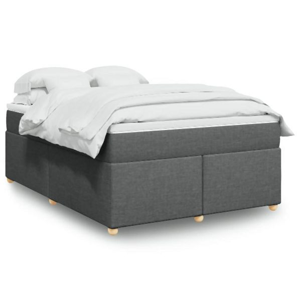 vidaXL Boxspringbett mit Matratze Dunkelgrau 140x190 cm Stoff, 3285374