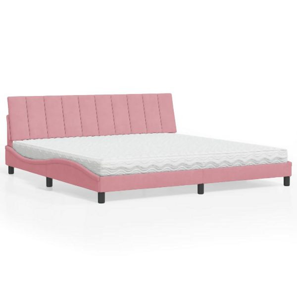 vidaXL Bett mit Matratze Rosa 200x200 cm Samt, elegant, 3208621