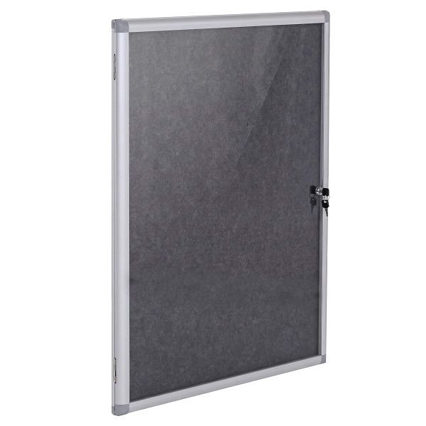 Mendler Schaukasten HWC-Q51, Memoboard Pinnwand mit Filzoberfläche, Aluminium abschließbar inkl. Zubehör 95x68x7cm, schwarz, 122960