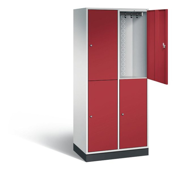 C+P Spind doppelstöckig XL Intro, H1950xB820xT490mm, Farbe: Lichtgrau / Rubinrot, 8270-202 S10001