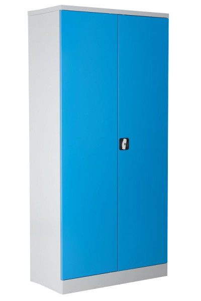 Gürkan Flügeltürenschrank, 60 x 92 x 195 cm, Lichtgrau, Lichtblau, Verstärkte Fachboden Stück 4, FLC.196/N, 100092