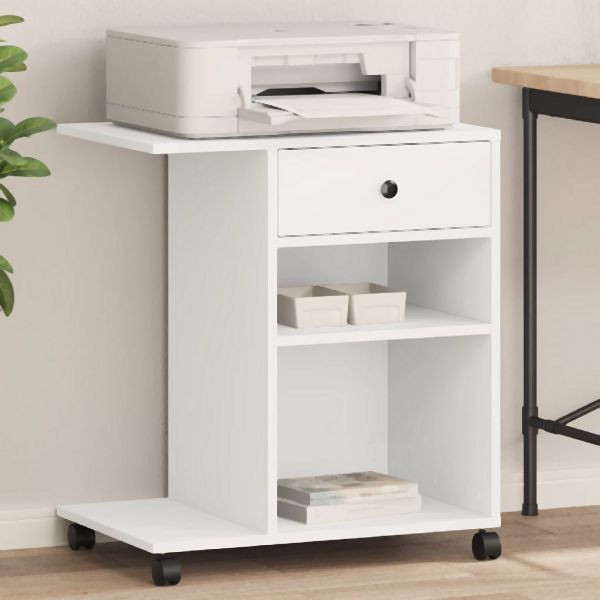 vidaXL Druckerständer mit Rollen Weiß 60x40x68,5 cm, 840639