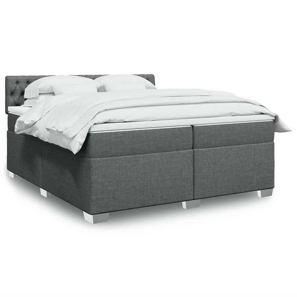 vidaXL Boxspringbett mit Matratze Dunkelgrau 200x200 cm Stoff, 3286003