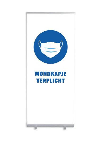 Showdown Displays Roll-Banner Budget 85 Komplettset Maskenpflicht Weiß Niederländisch, RBB085LSFI606