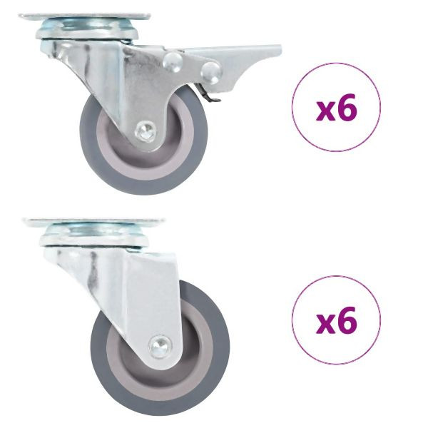 vidaXL Verpackungseinheit: 12 Stück Lenkrollen 50 mm, 277912