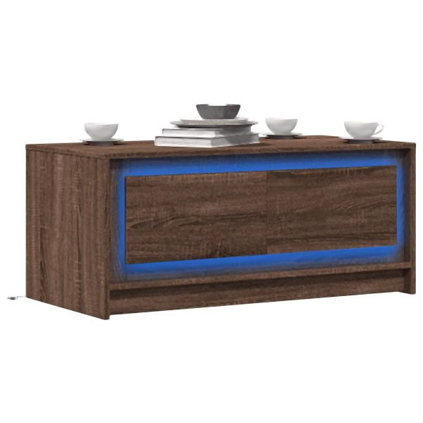 vidaXL LED-Couchtisch Braun Eichen-Optik Holzwerkstoff, 851990