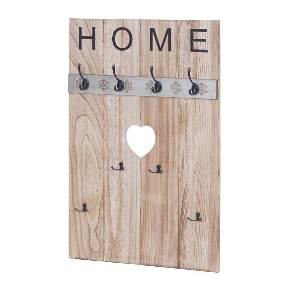 Mendler Wandgarderobe HWC-C89 Home, Garderobenpaneel Garderobe, Shabby-Look Vintage, 8 Haken 91x60cm, naturbraun, 61916